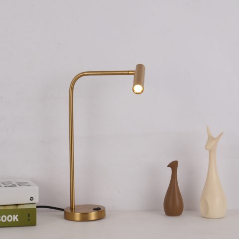 Hotel room Brass finish adjustable head LED desk reading light